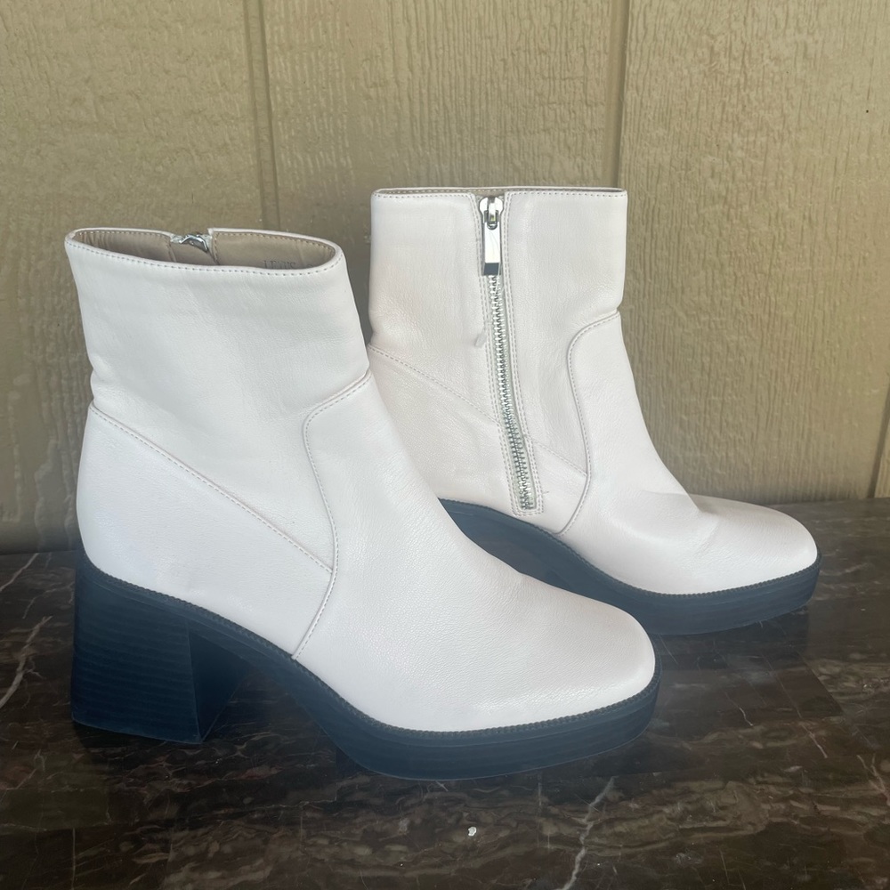 White platform booties